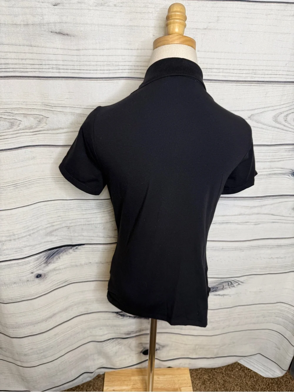 Michael Kors Black Short-Sleeve Zip Polo with Gold Accents